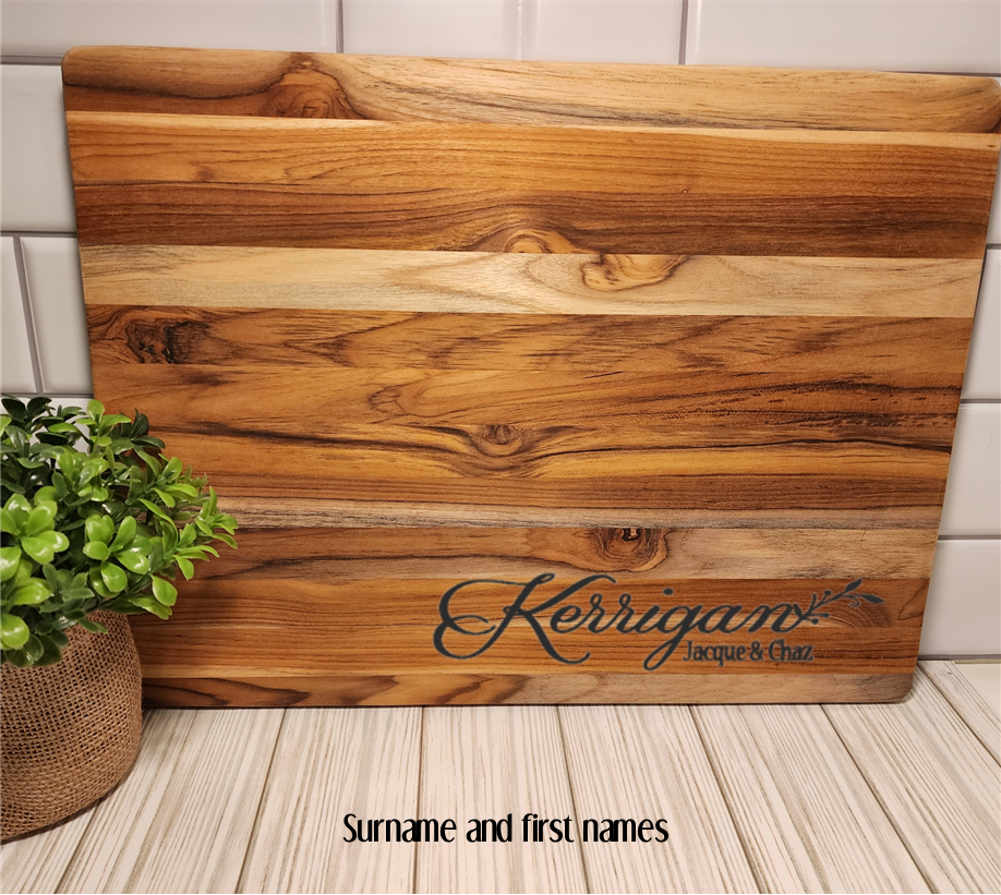 Personalized Teak Cutting Board - Monogram Teak Cutting Board